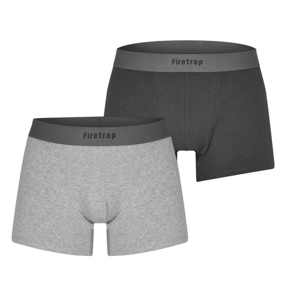 Firetrap Mens Logo Boxer Shorts (Pack of 2) / Gray/Grey Marl